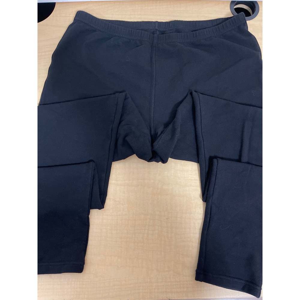 Unbranded Womens Solid Black Stretch Elastic Waist Leggings Size Large